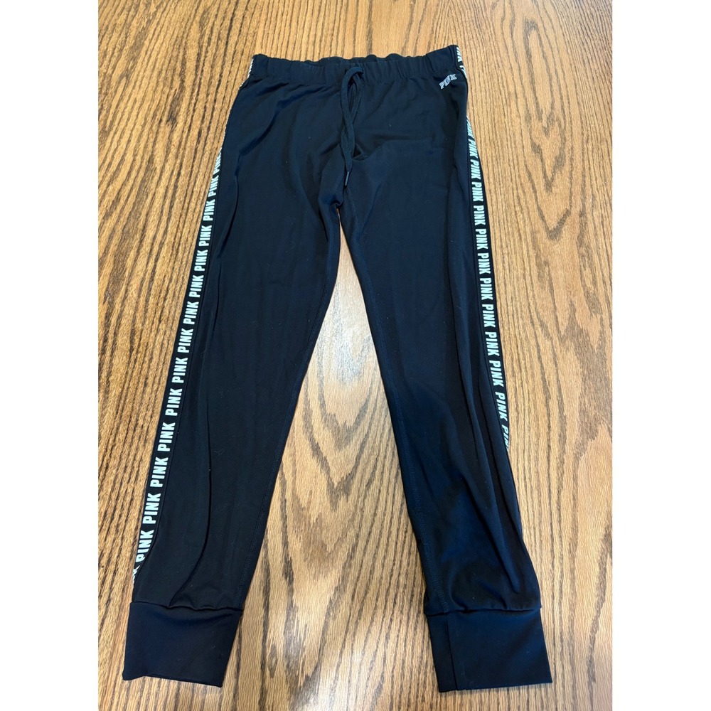 Pink Victoria's Secret Ultimate Black Logo Tape Jogger Leggings Small S P